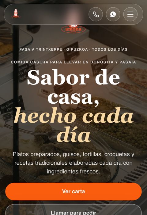 Portada de la web de Amona Jakiak vista en el móvil