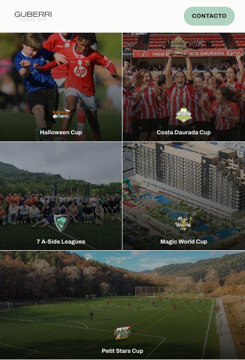 Portada de la web de Guberri Futures 2010 con sus cinco torneos de fútbol